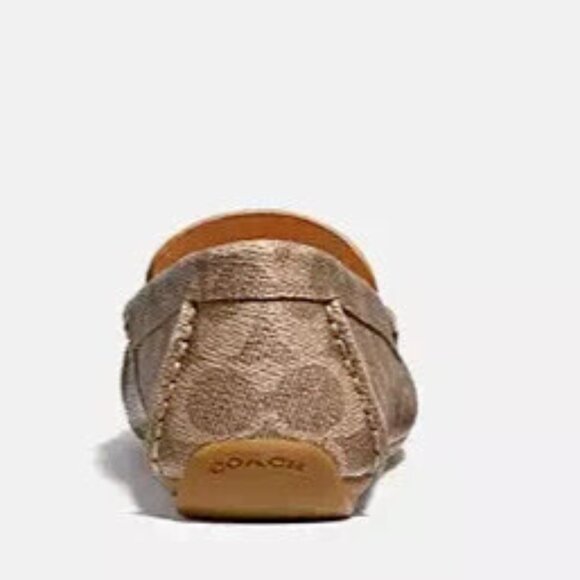 Coach Women's Tan Leather Marley Logo Slip-On Loafer Flats Rubber Outsole - Picture 4 of 5